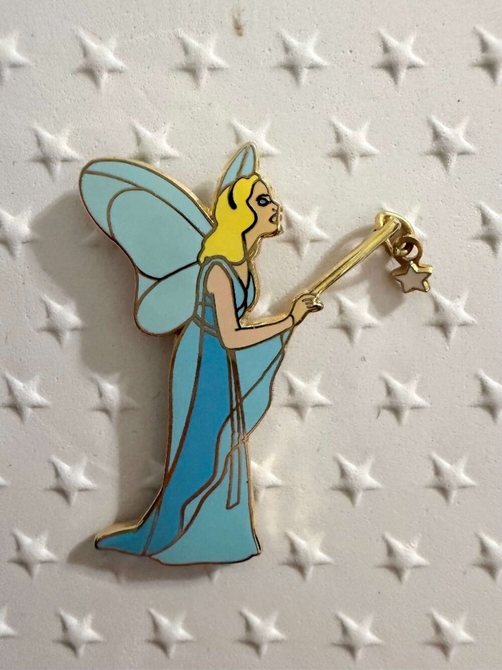 Vintage Blue Fairy Dangle Star Wand Pinocchio Disney Pin